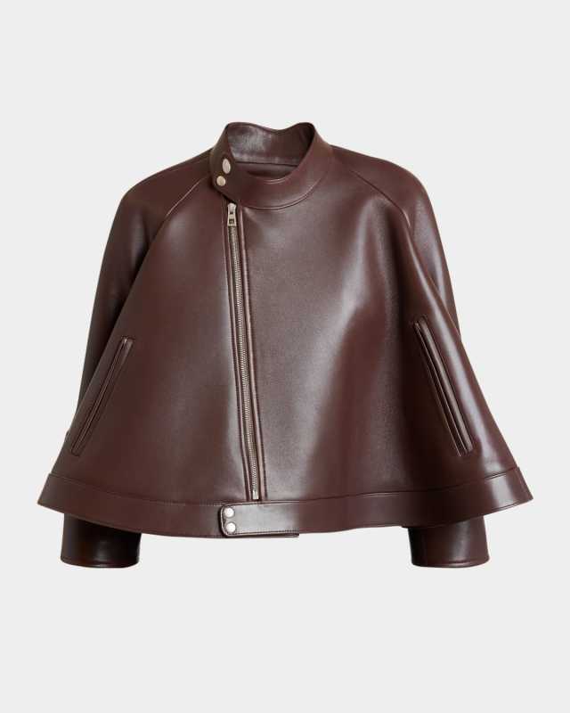 Leather Cape Trapeze Jacket
